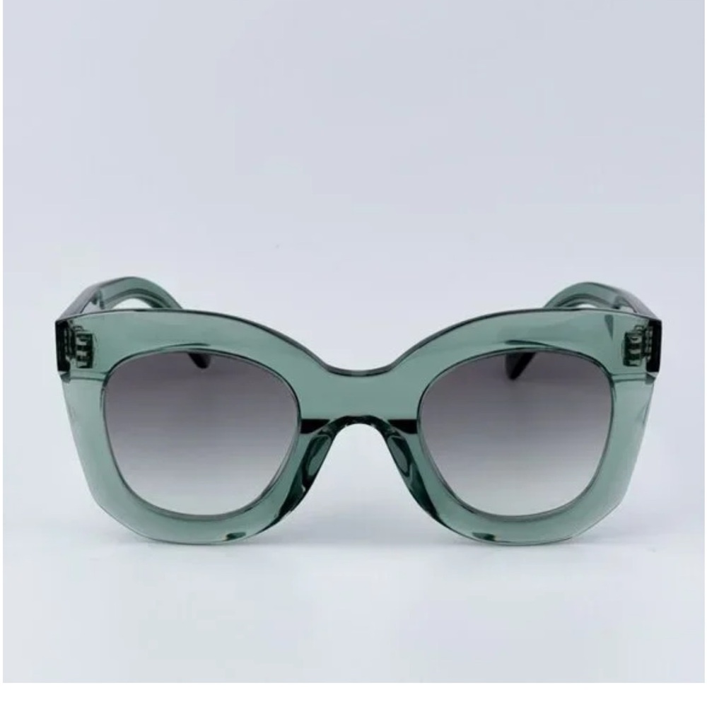 CELINE Caty Sunglasses Oversized Cat Eye Green Acetate Like NEW with Case/Cloth